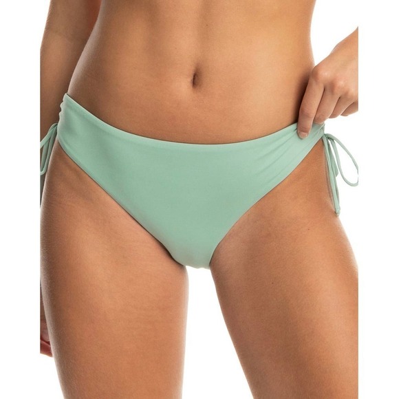 Roxy Juniors' Classics Hipster Tie Bikini Bottoms green cottage full coverage - Picture 1 of 8